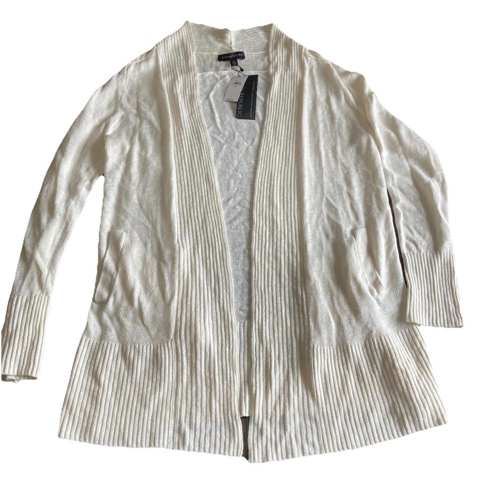 Banana Republic Linen Cream Colored‎ Long Sleeve Cardigan Sweater Size Xs
